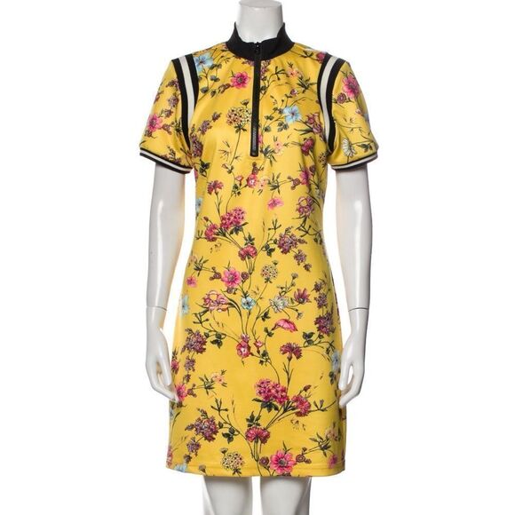Pam & Gela Sporty Floral Mini Dress Yellow Medium - Picture 1 of 4